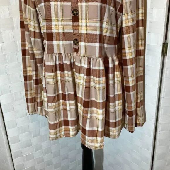 allison andrews multi color plaid blouse size Large fall winter Christmas Gift - Picture 7 of 8